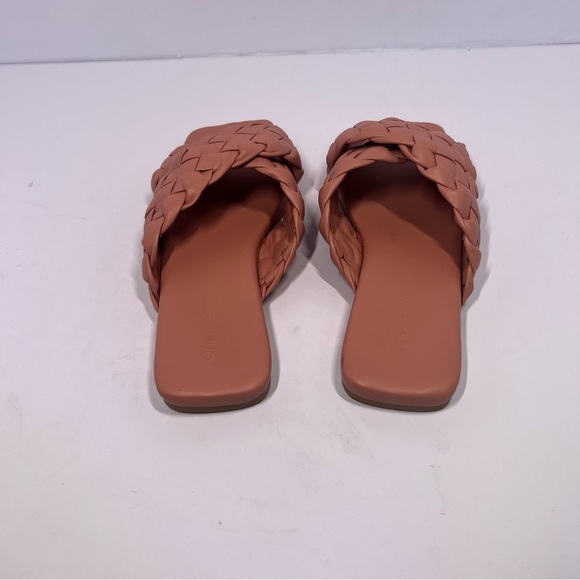 Open Edit Sandals Womens Size 7.5M Pink Crisscross Square Toe Braided Slip On - Picture 4 of 7
